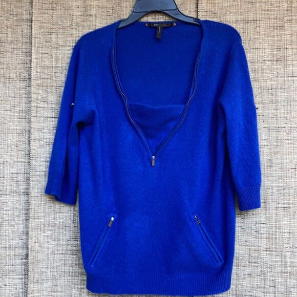 BCBGMAXAZRIA cashmere sweater top color blue - Picture 1 of 7